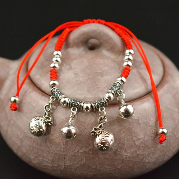 SmartBy Bracelet Fashionable Corn/Horse/Elephant Pendant Bell Cotton Thread Chain Bracelet for New Year