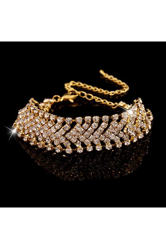 Bracelet Multilayer Handmade Rhinestones Alloy Cuff Bangle for Party