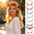 thumbnail image 1 of SmartBy Bridal Flower Crown Boho Artificial Flower Crown Elastic Strap Hair Wreath Holiday Wedding Floral Headband for Bridesmaids Flower Girls, 1 of 1