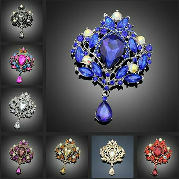 SmartBy Brooch Gorgeous Luxury Flower Pattern Flower Shape Shawl Clip for Party