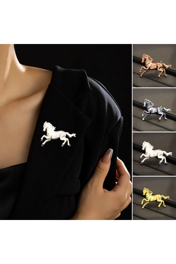 Brooch Pin Retro Enamel Horse Design Badge Clothes Hats Bags Scarves Collar Lapel Brooch Artistic Accessory