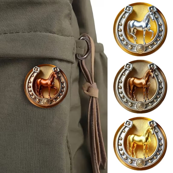 SmartBy Brooch Pin Retro Golden Horseshoe Design Scratch Resistant Brooch Round Shape Lapel Badge Clothes Accessories