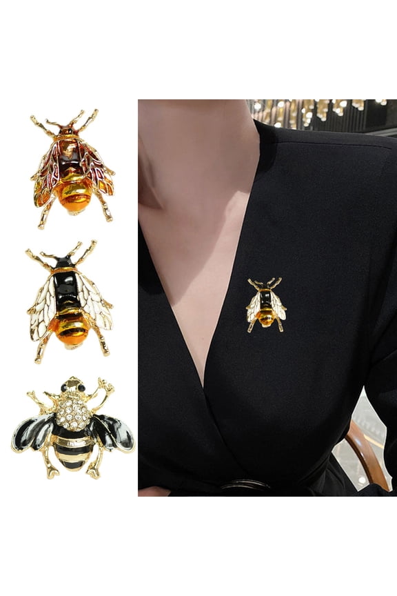 Brooch Pin Small Bee Shape Decorative Brooch with Enamel Finish Anti-Exposure Buckle Scarves Badge Party Accessory