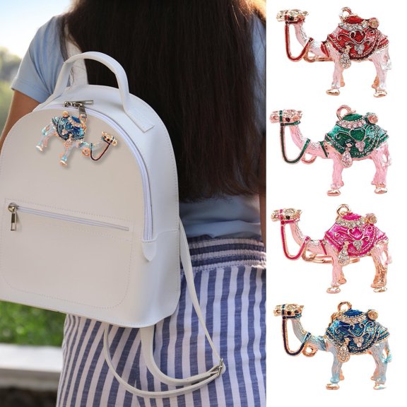 SmartBy Camel Ornament Keychain Shiny Rhinestones Inlaid Bright Colors Exquisite Craftsmanship Keyring Bag Pendant