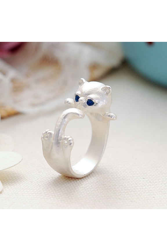 Cartoon Animal Open Ring Cute Rabbit Cat Decor Women Finger Ring Sweet Couple Ring Wedding Jewelry Gift