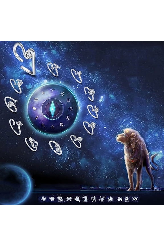 Chic 12 Constellations Shaped Zodiac Star Signs Vintage Adjustable Opening Ring