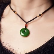SmartBy Chinese Faux Jade Yongshan Culture Safety Buckle Pendant Necklace Jewelry Gift