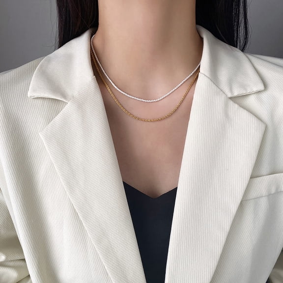 SmartBy Choker Necklace Personality Bright Luster No Pendant Temperament Colorfast Decoration Fine Workmanship Popular Sparkling Clavicle Chain Jewelry Accessory