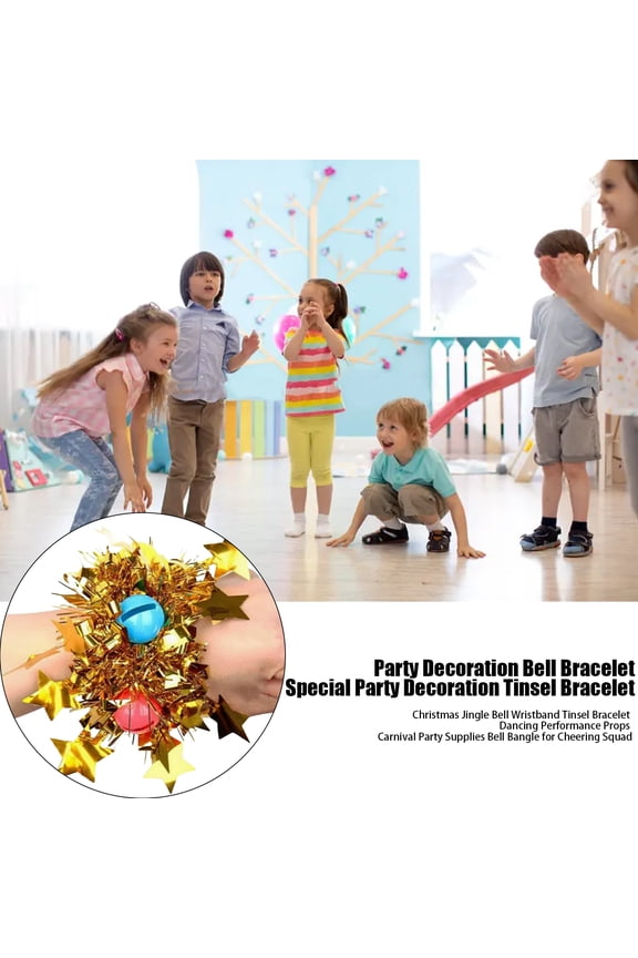 Christmas Jingle Bell Wristband Tinsel Bracelet Dancing Performance Props Carnival Party Supplies Bell Bangle for Cheering Squad