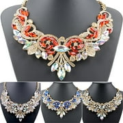 SmartBy Colorful Rhinestone Flower Pendent Chain Choker Statement Collar Bib Necklace