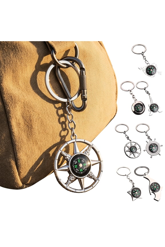 Compass Keychain Alloy Mini Compass Bag Charm Outdoor Camping Backpack Charm Keychain Gift for Hikers
