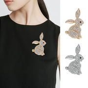 SmartBy Creative Bunny Shape Brooch Shining Rhinestones Inlaid Animal Pin Dress Coat Shawl Lapel Badge Outfit Accessories Jewelry Gift