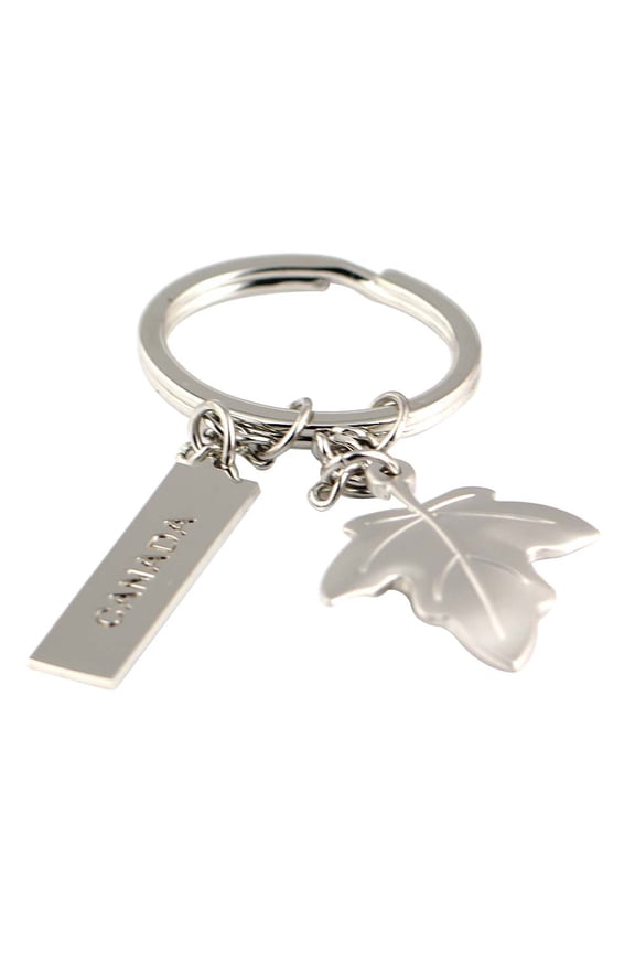 Creative Unisex CANADA Letter Carved Maple Leaf Pendant Keychain Key Ring Holder