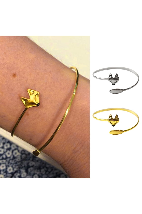Creative Women Little Fox Shape Bangle Elegant Open Adjustable Bracelet Electroplating Simple Bracelet Jewelry Gift