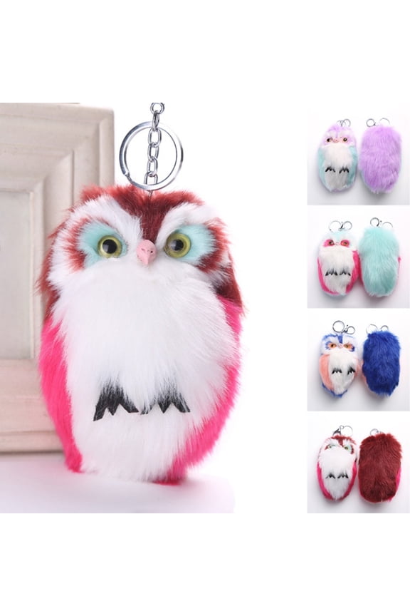 Cute Artificial Fur Fluffy Owl Pendant Keyring Keychain Car Bag Hang Decoration