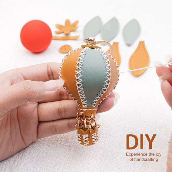 SmartBy DIY Faux Leather Craft Kit Handmade Hot Air Balloon Keychain Fine Sewing Kit for Relaxing Crafting Experience