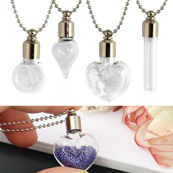SmartBy DIY Necklace Clear Openable Refillable Leakproof Smooth Decorative Gift Men Women Glass Bottle Pendant Necklace Jewelry Fashion Accessory