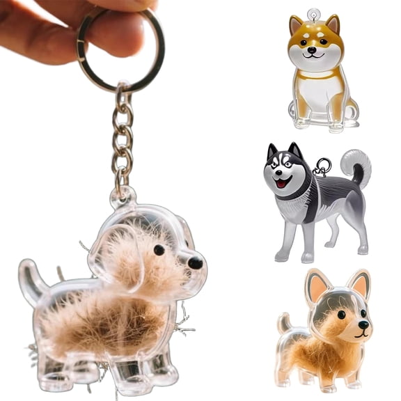 SmartBy Dog Keychain Personalized Pet Keepsake Transparent Acrylic Shell Corgi Pomeranian Bulldog Lightweight Dog Breed Keychain