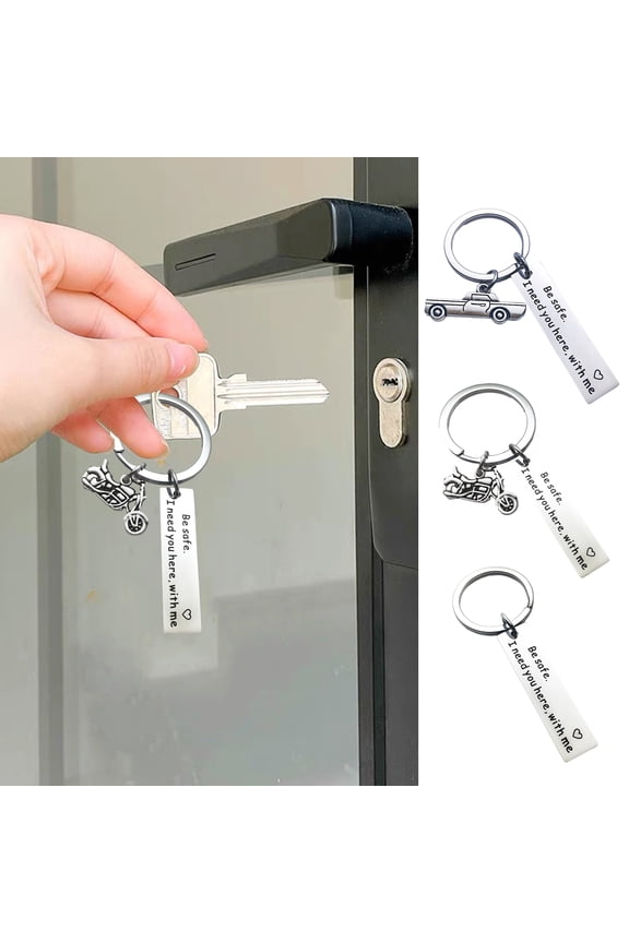 Drive Safe I Love You Keychain Personalized Initial Engraved Gift Stainless Steel Smooth Finish Keyring