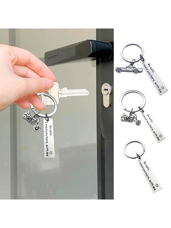 Drive Safe I Love You Keychain Personalized Initial Engraved Gift Stainless Steel Smooth Finish Keyring