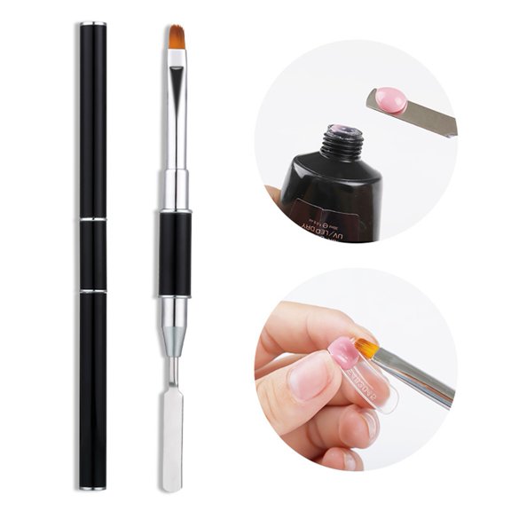 SmartBy Dual End Nail Pusher Brush Images Painting Soft Head Brush Extension Quick Building Painting Builder for Manicure