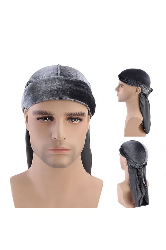 Durag Cap Solid Color Ultra Soft Keep Warm Velvet Men Women Head Wrap with Long Tail for Winter