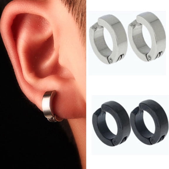 SmartBy Ear Cuff Clip Cool Anti-rust Stainless Steel Punk Style Round Circle Earrings Men Jewelry for Party
