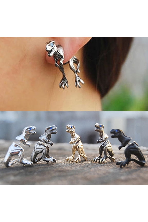Ear Studs Punk Dinosaur Shape Alloy Exquisite 3D Animal Stud Earrings for Party