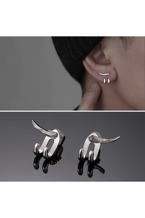 Ear Studs Punk Hip Hop Detachable 2-Claw Hook Personality Gift Cool Simple Style Men Earrings Fashion Jewelry