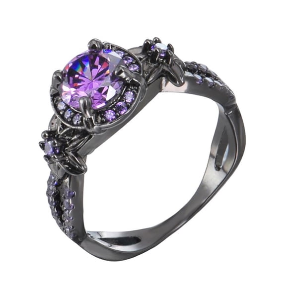 SmartBy Elegant Women Faux Amethyst Inlaid Finger Ring Wedding Engagement Jewelry Gift