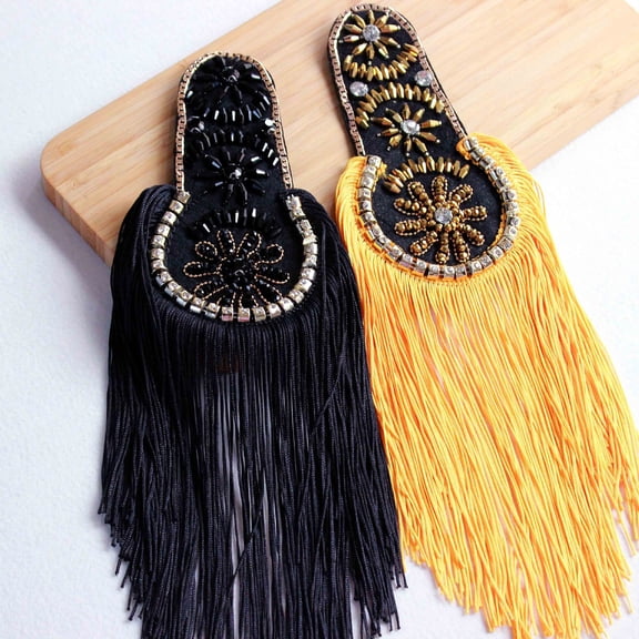 SmartBy Epaulette Decorative Rhinestone All-match DIY British Style Clothes Patch Tassel Epaulette for Clothes Decor
