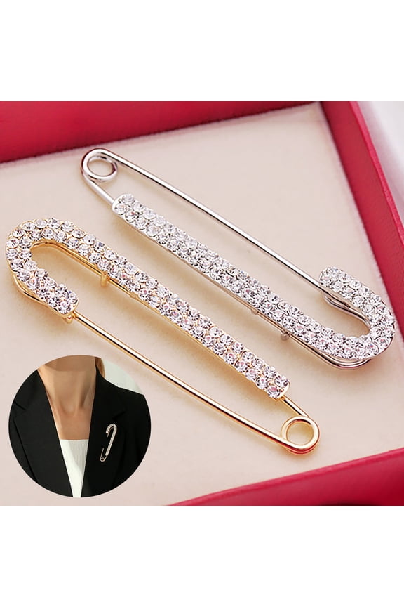 Exquisite Anti-Exposure Brooch Pin Women Shining Rhinestone Sweater Safety Pin Costume Accessories