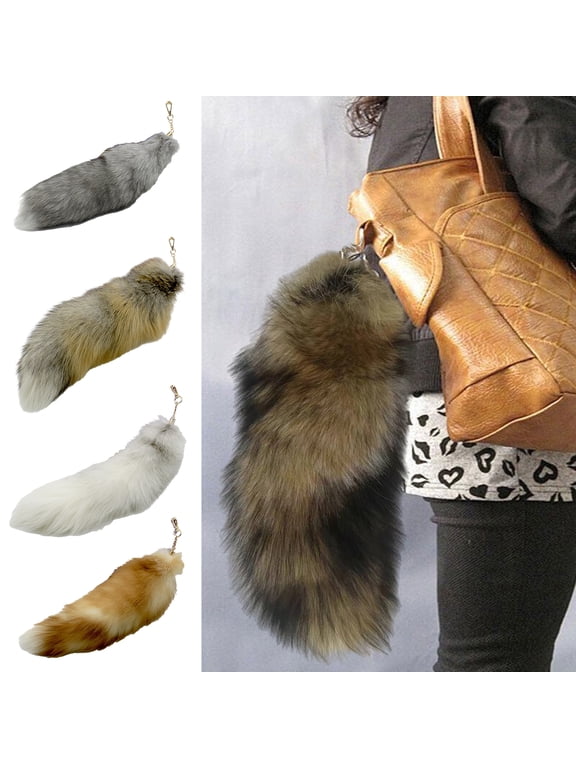 Extra Large Fake Fox Tail Keychain Oversized Imitation Fox Tail Keyring Charm Decoration Easy to Attach to Bags Backpacks Cosplay Accessory