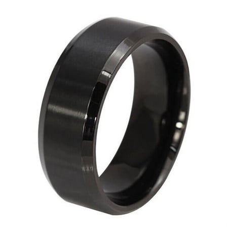 SmartBy Fashion 8MM Titanium Steel Band Ring Men Wedding Engagement Jewelry Black