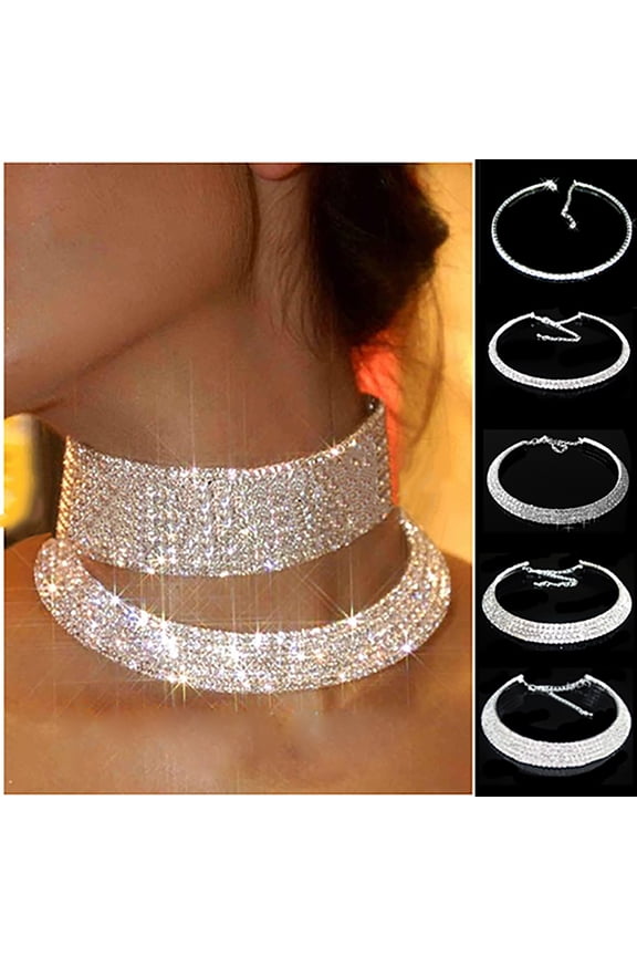 Fashion Elegant Rhinestone Women Collar Choker Necklace for Wedding Birthday Jewelry