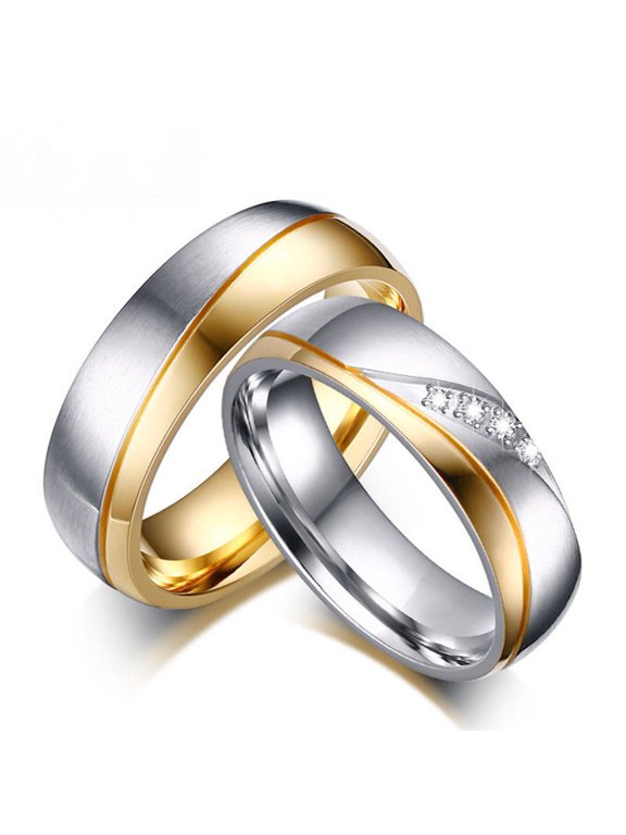 Fashion Gold Plated Titanium Steel Lover Ring Wedding Band Bridal Jewelry Gift