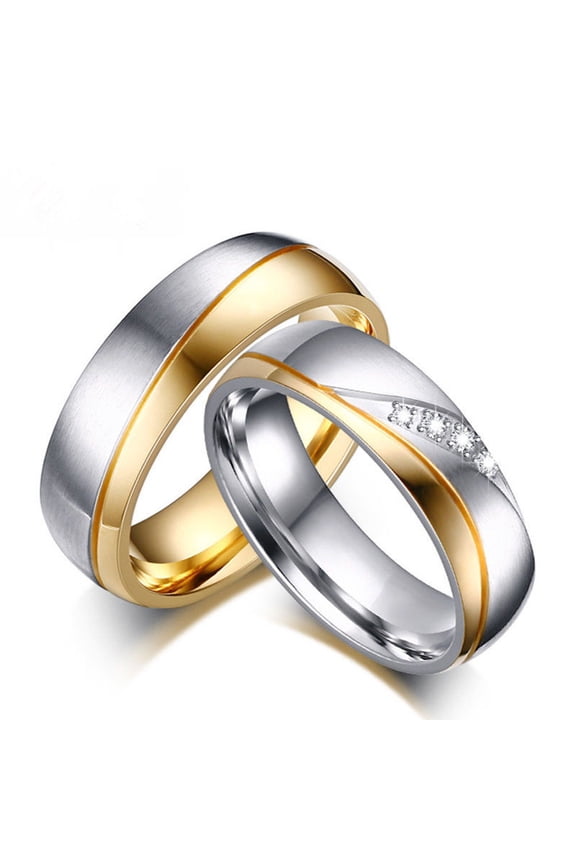Fashion Gold Plated Titanium Steel Lover Ring Wedding Band Bridal Jewelry Gift
