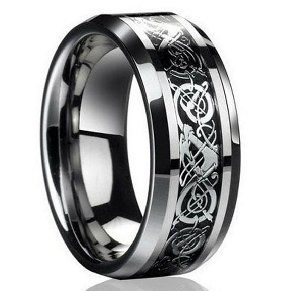 SmartBy Fashion Men Celtic Dragon Carving Titanium Steel Wedding Band Ring Jewelry Gift