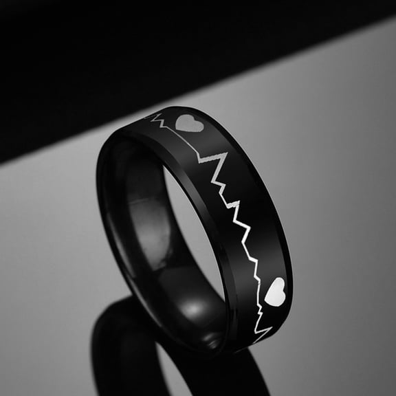 SmartBy Fashion Men ECG Heartbeat Band Finger Ring Party Club Jewelry Birthday Gift