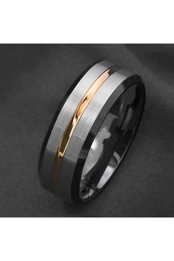 Fashion Men Matte Stripe Titanium Steel Band Ring Wedding Party Jewelry Gift