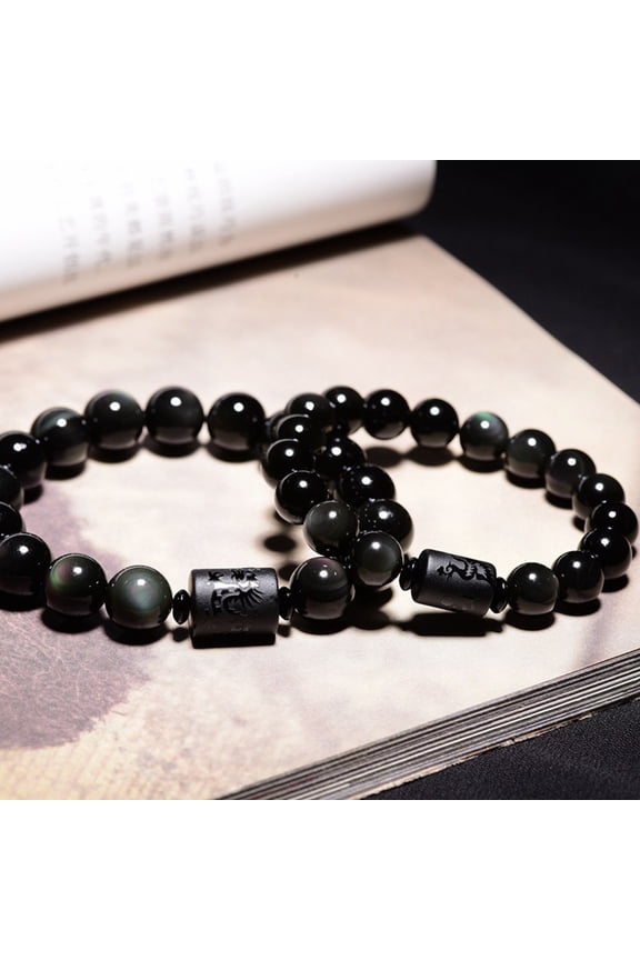 Fashion Men Women Dragon Phoenix Beads Charm Bracelet Bangle Jewelry Xmas Gift