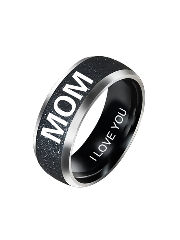 Fashion Mom Dad Daughter Son Letters Band Stainless Steel Family Member Ring