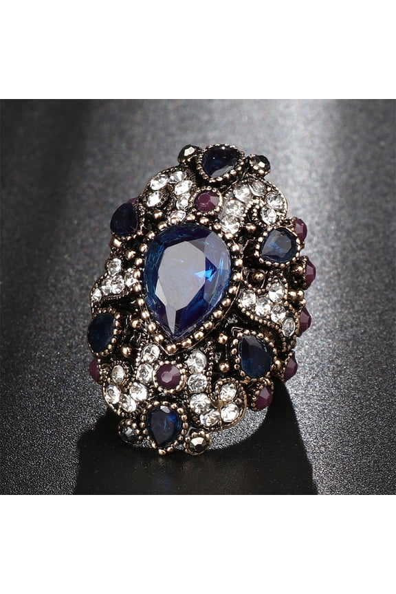 Fashion Shiny Rhinestone Punk Women Finger Ring Statement Jewelry Party Gift