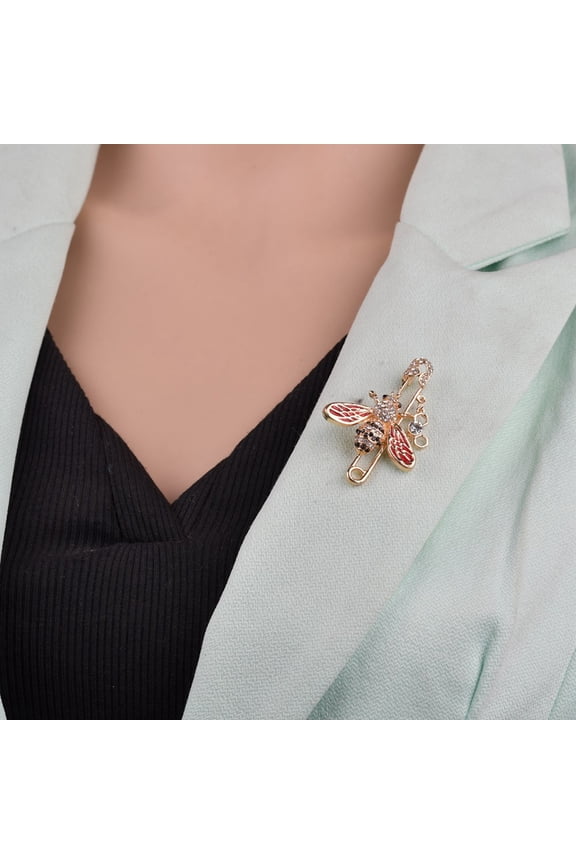 Fashion Women Bee Enamel Rhinestone Brooch Pin Scarf Clothes Lapel Decor Jewelry