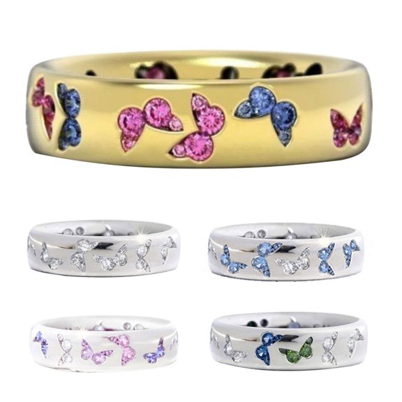 SmartBy Fashion Women Butterfly Cubic Zirconia Inlaid Finger Ring Wedding Party Jewelry