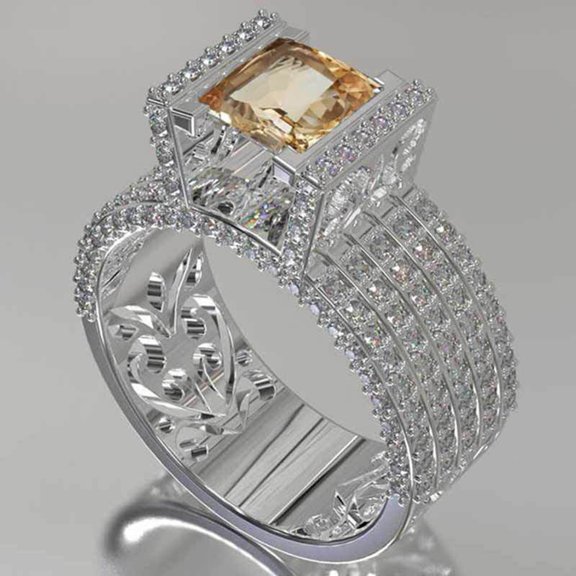 SmartBy Fashion Women Hollow Openwork Zircon Rhinestone Finger Ring Bridal Jewelry Gift