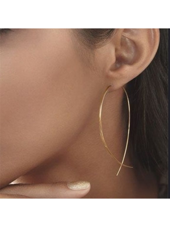 Fashion Women Long Cross Fish Line Dropping Earring Handmade Art Jewelry Gift