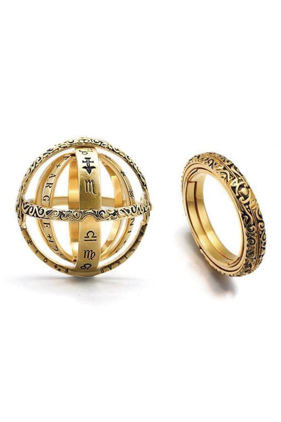Fashion Women Men Hollow Astronomical Ball Overturn Transform Tellurion Ring