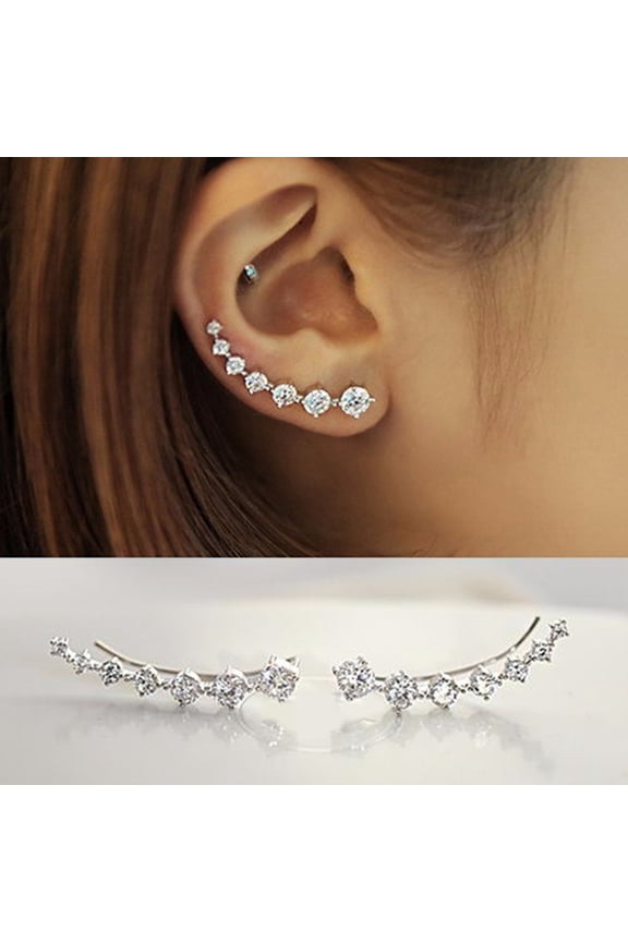 Fashion Women Party Jewelry Single Row Cubic Zirconia Crawler Climber Earrings