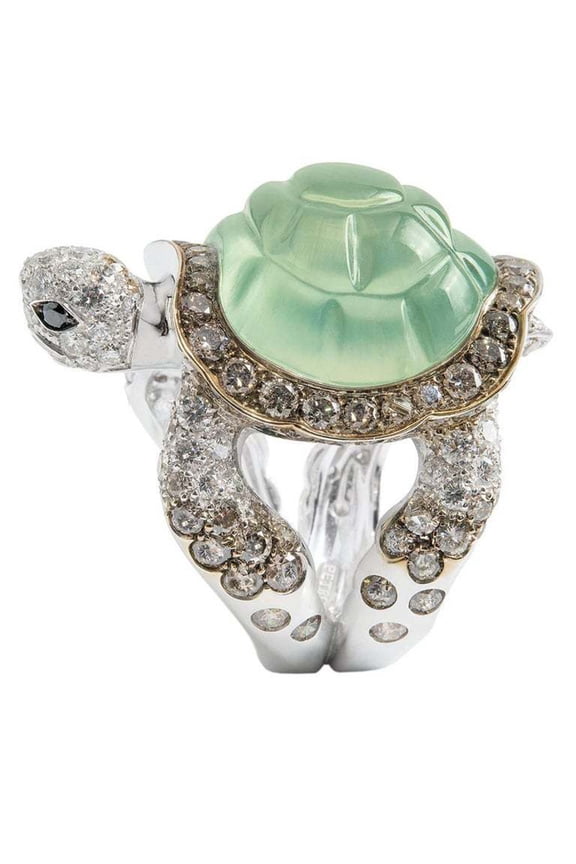 Fashion Women Rhinestone Inlaid Turtle Ring Wedding Engagement Jewelry Gift